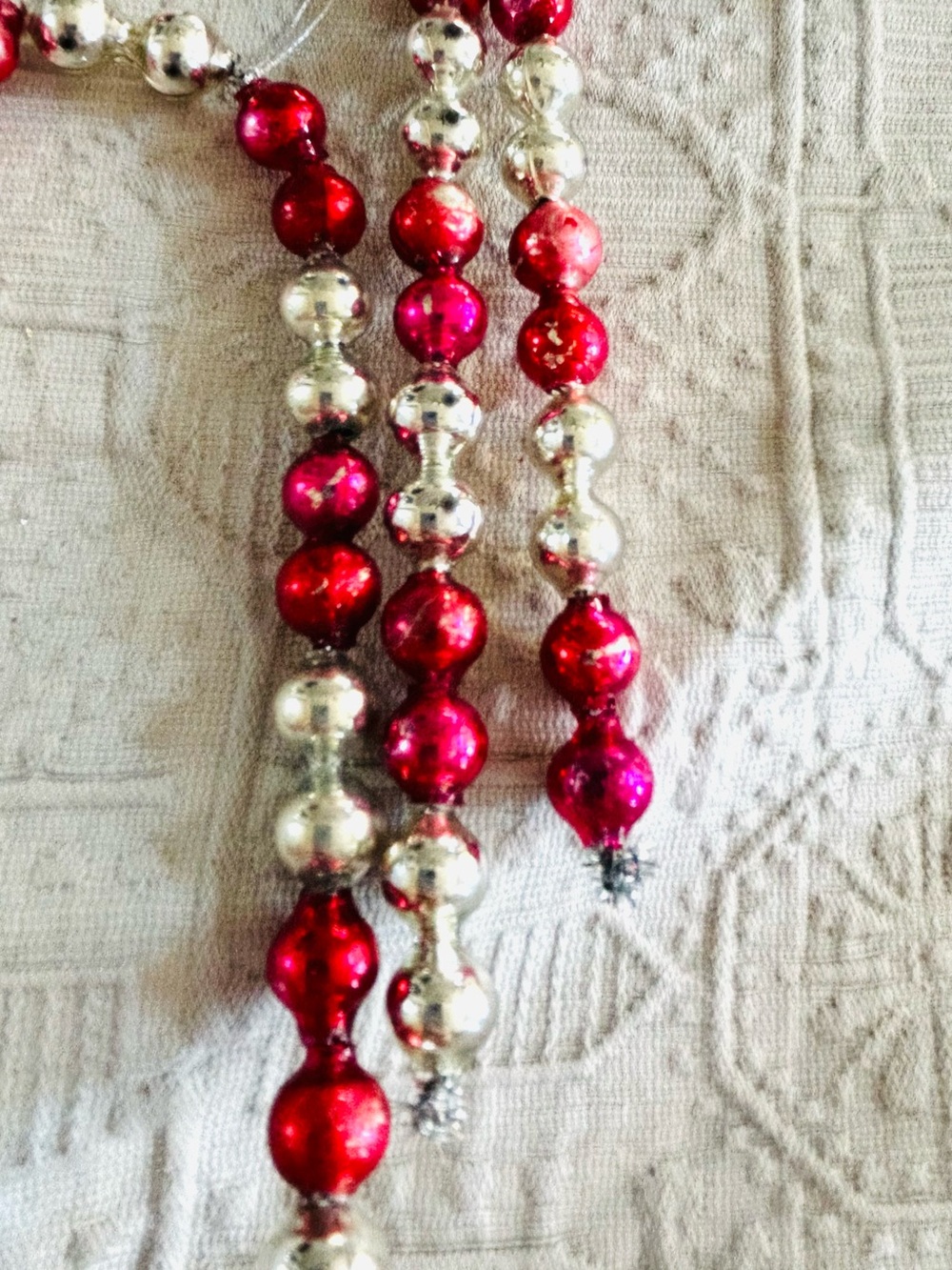 🎄 Vintage repurposed mercury glass bead candy cane holiday Christmas ornaments - Picture 3 of 6
